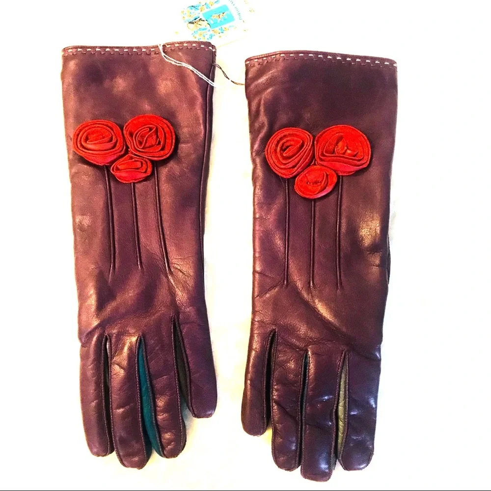 Portolano Rosebud Multi Colored Leather Gloves